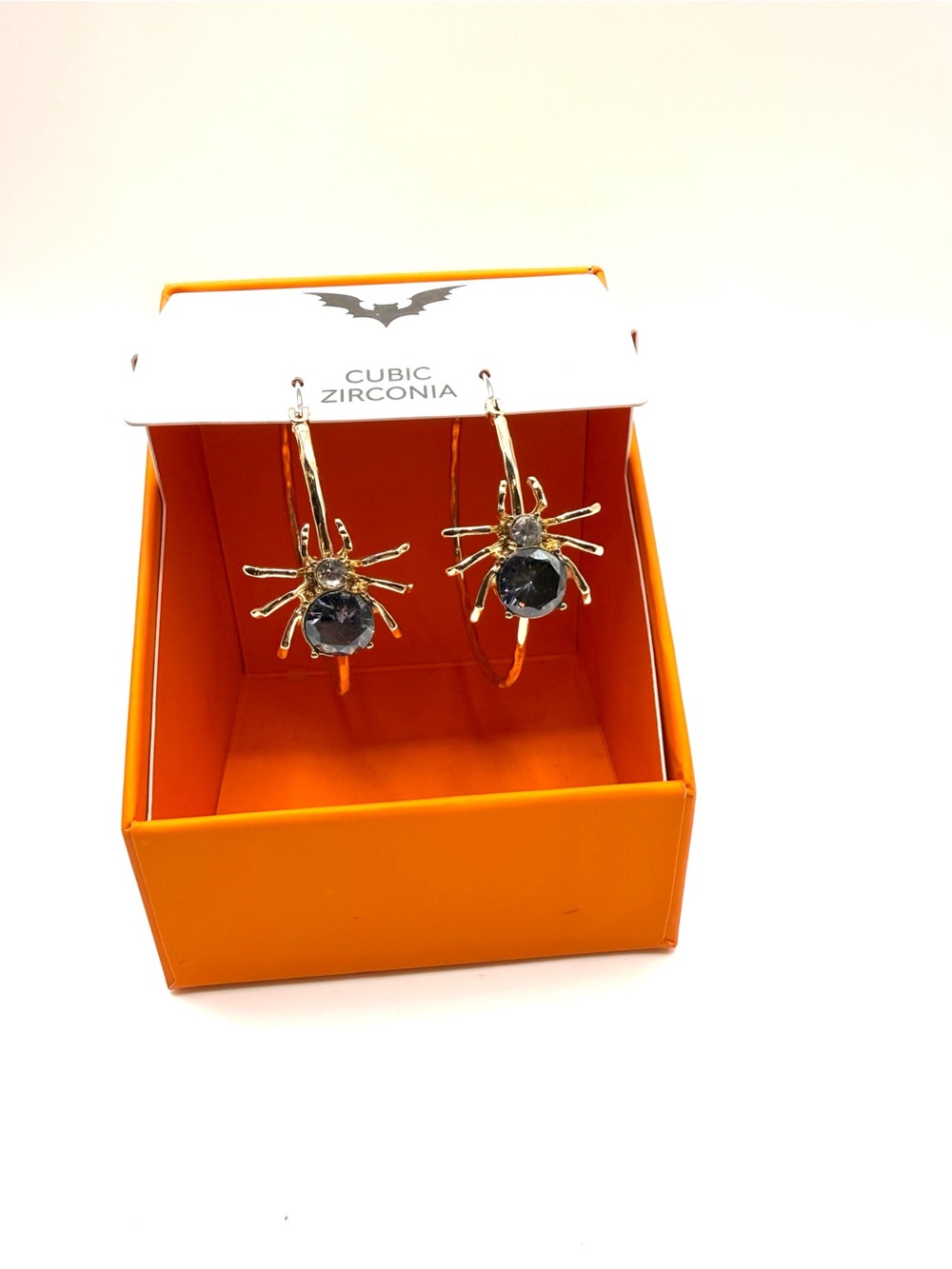 Halloween Spider Cubic Zirconia Hoop Earrings